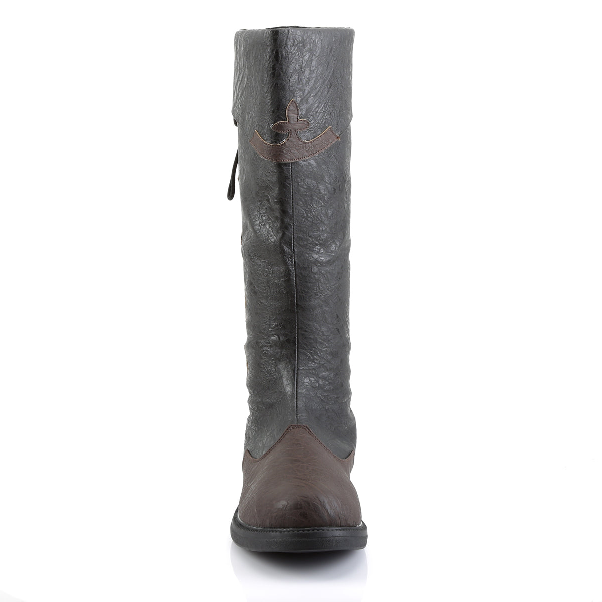 CAPTAIN-110 **1" Flat Heel Men's Knee High Pull-on Boot w/ Side Lace