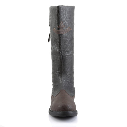 CAPTAIN-110 **1" Flat Heel Men's Knee High Pull-on Boot w/ Side Lace