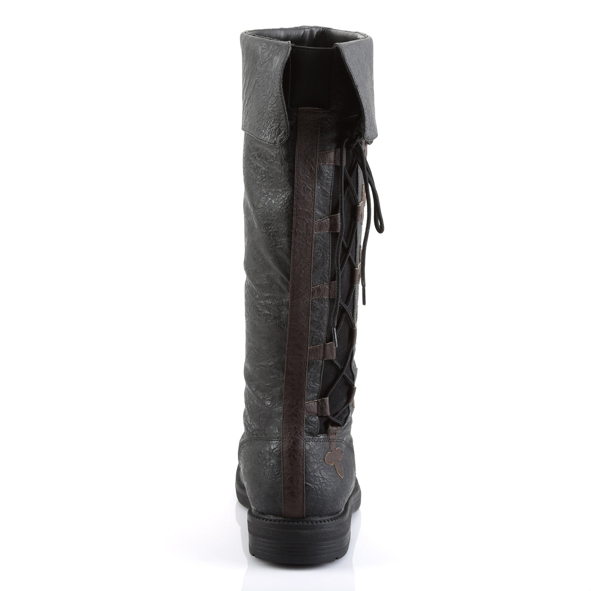 CAPTAIN-110 **1" Flat Heel Men's Knee High Pull-on Boot w/ Side Lace