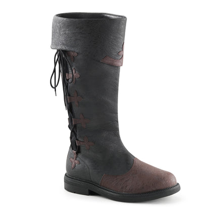 CAPTAIN-110 **1" Flat Heel Men's Knee High Pull-on Boot w/ Side Lace