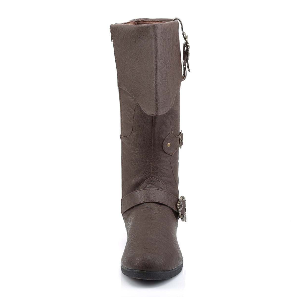 CARRIBEAN-299 1 1/2" Heel, Cuffed Knee Boot W/ Octopus Buckles, Side Zip