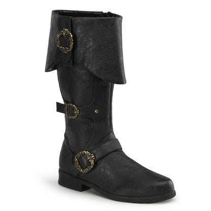 CARRIBEAN-299 1 1/2" Heel, Cuffed Knee Boot W/ Octopus Buckles, Side Zip