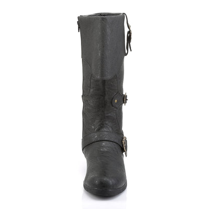 CARRIBEAN-299 1 1/2" Heel, Cuffed Knee Boot W/ Octopus Buckles, Side Zip