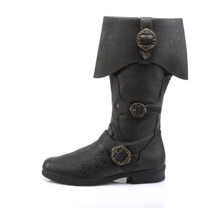 CARRIBEAN-299 1 1/2" Heel, Cuffed Knee Boot W/ Octopus Buckles, Side Zip