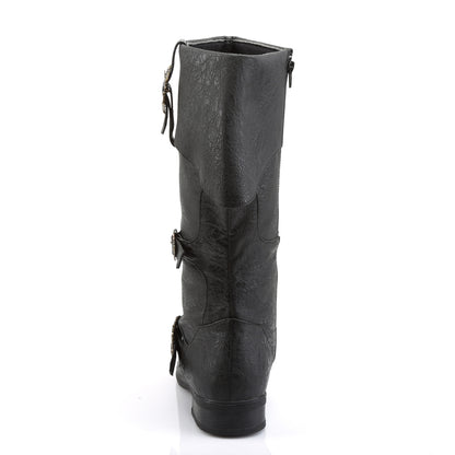 CARRIBEAN-299 1 1/2" Heel, Cuffed Knee Boot W/ Octopus Buckles, Side Zip