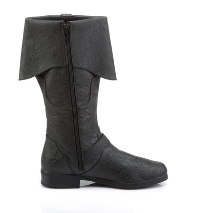 CARRIBEAN-299 1 1/2" Heel, Cuffed Knee Boot W/ Octopus Buckles, Side Zip