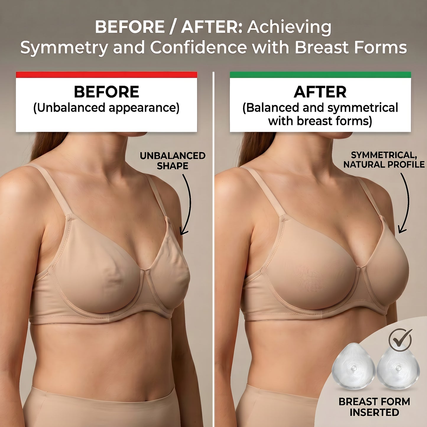 ENVY BODY SHOP Triangle Essential Premier Asymmetrical Swim Breast Forms,Concave for Swimwear & Mastectomy
