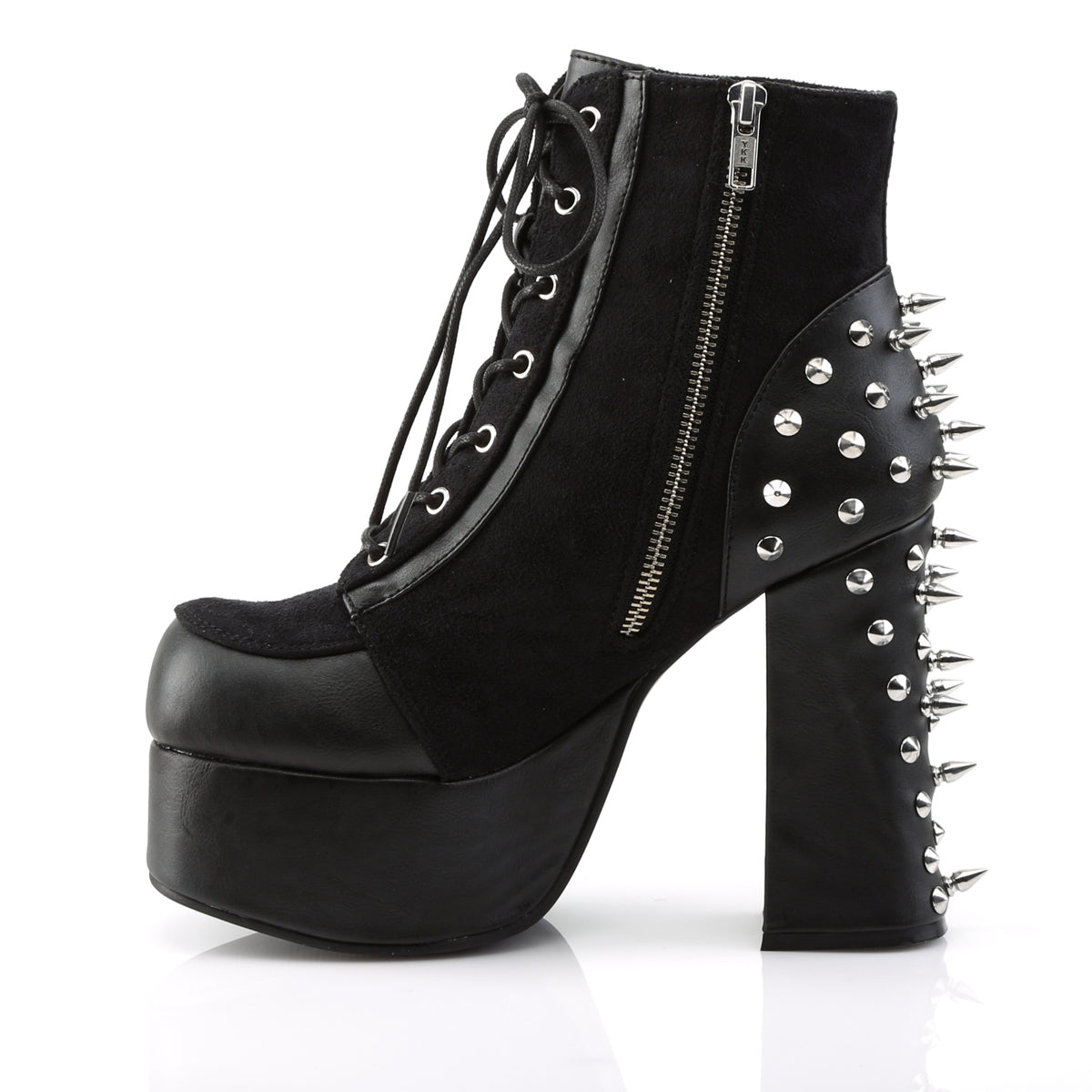 CHARADE-100 4 1/2" Heel, 2" PF Lace-Up Front Ankle Boot w/ Studs