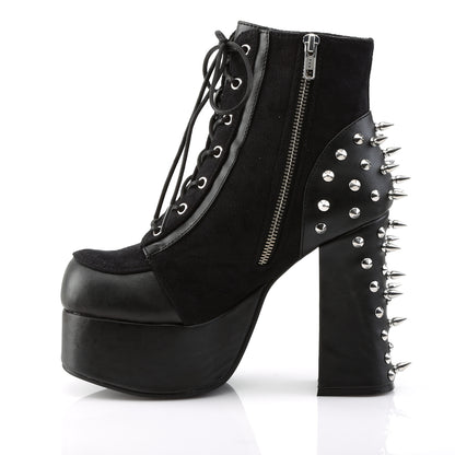 CHARADE-100 4 1/2" Heel, 2" PF Lace-Up Front Ankle Boot w/ Studs