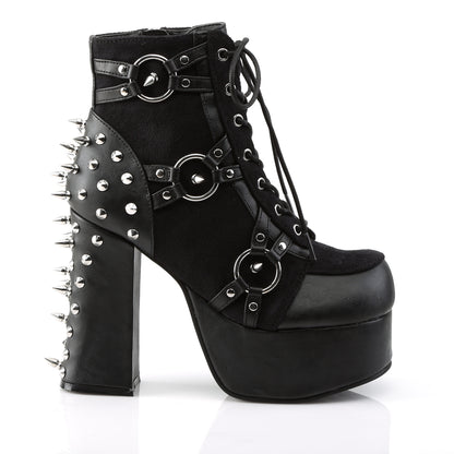 CHARADE-100 4 1/2" Heel, 2" PF Lace-Up Front Ankle Boot w/ Studs