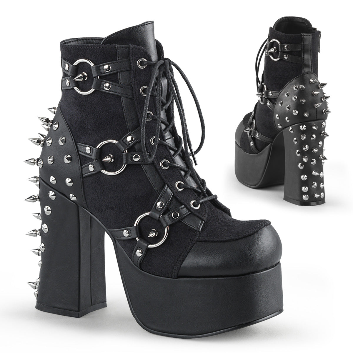 CHARADE-100 4 1/2" Heel, 2" PF Lace-Up Front Ankle Boot w/ Studs