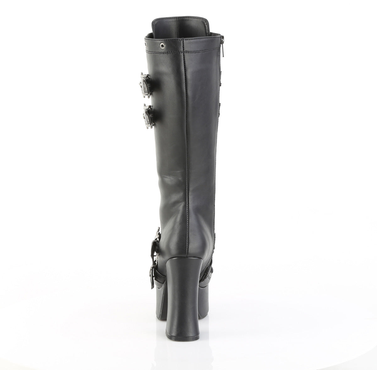 CHARADE-230 4 1/2" Heel, 2" PF Lace-Up Front Knee High Boot, Inside Zip