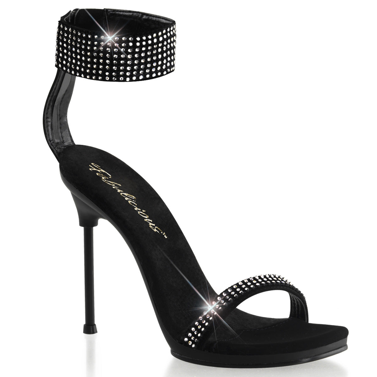 CHIC-40 4 1/2" Heel, 1/4" PF Ankle Strap Sandal w/RS, Back Zip