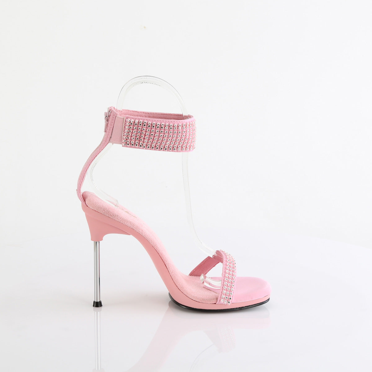 CHIC-40 4 1/2" Heel, 1/4" PF Ankle Strap Sandal w/RS, Back Zip