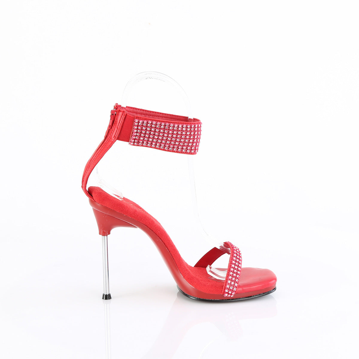 CHIC-40 4 1/2" Heel, 1/4" PF Ankle Strap Sandal w/RS, Back Zip