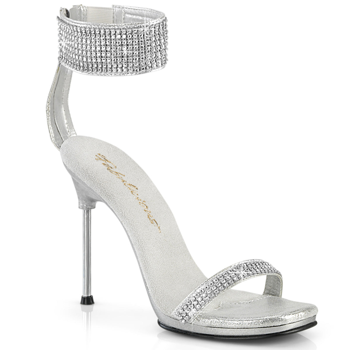 CHIC-40 4 1/2" Heel, 1/4" PF Ankle Strap Sandal w/RS, Back Zip