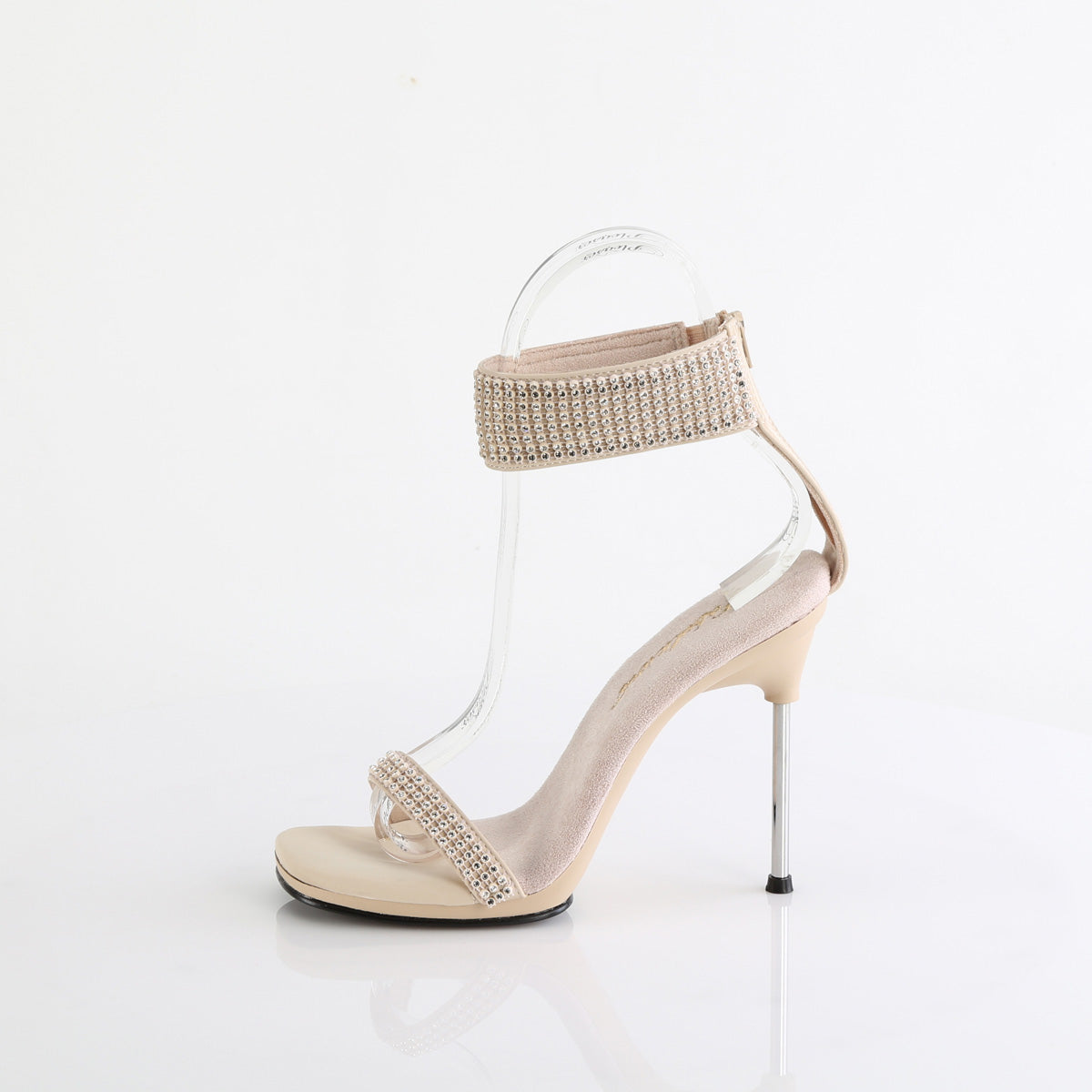 CHIC-40 4 1/2" Heel, 1/4" PF Ankle Strap Sandal w/RS, Back Zip