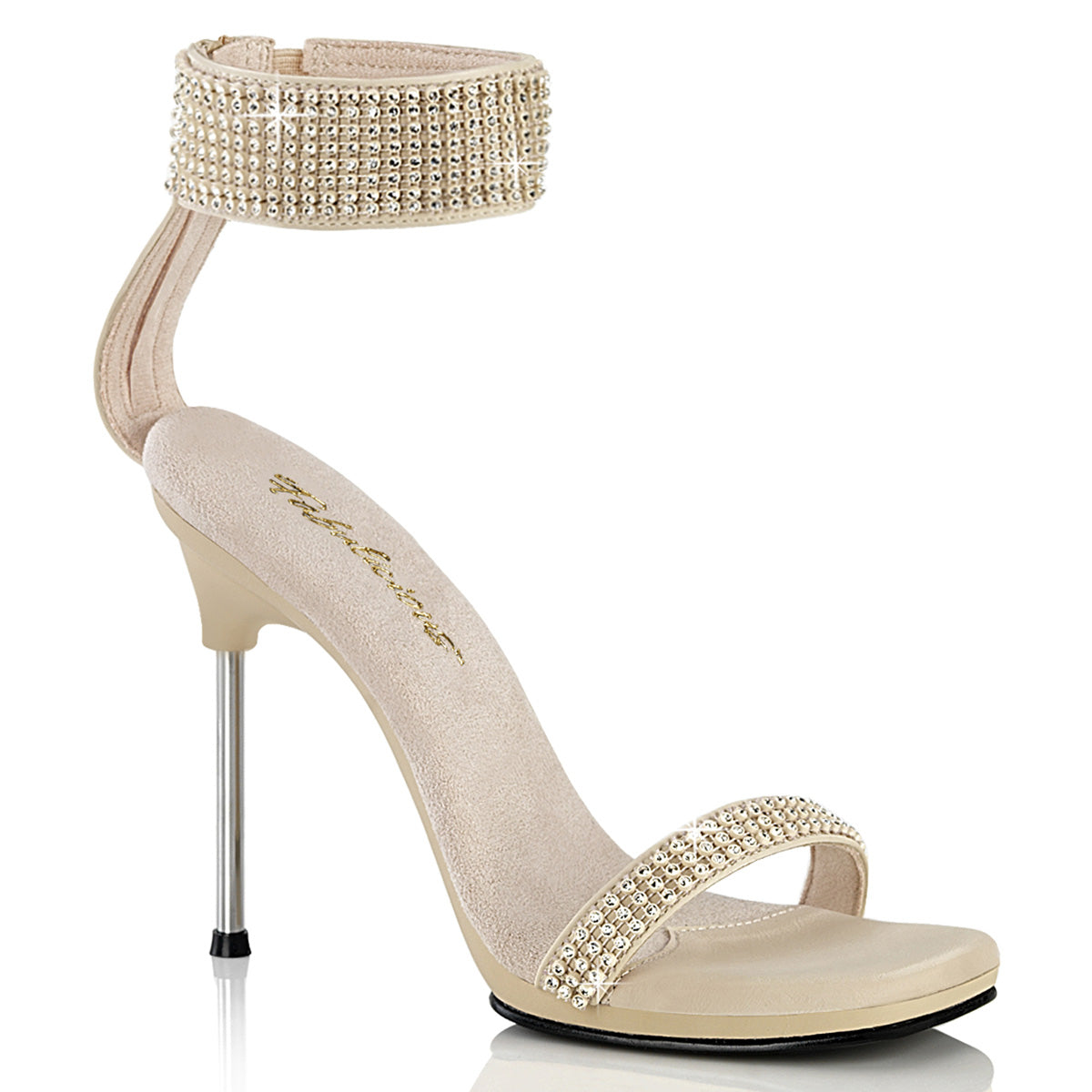 CHIC-40 4 1/2" Heel, 1/4" PF Ankle Strap Sandal w/RS, Back Zip
