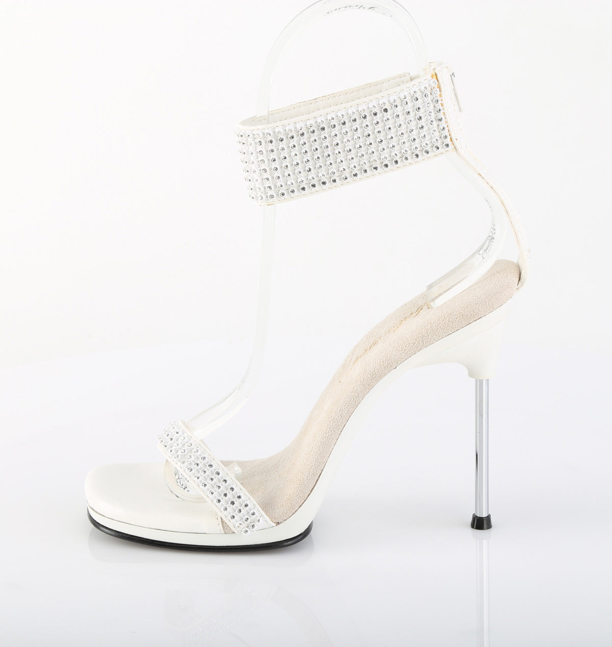 CHIC-40 4 1/2" Heel, 1/4" PF Ankle Strap Sandal w/RS, Back Zip