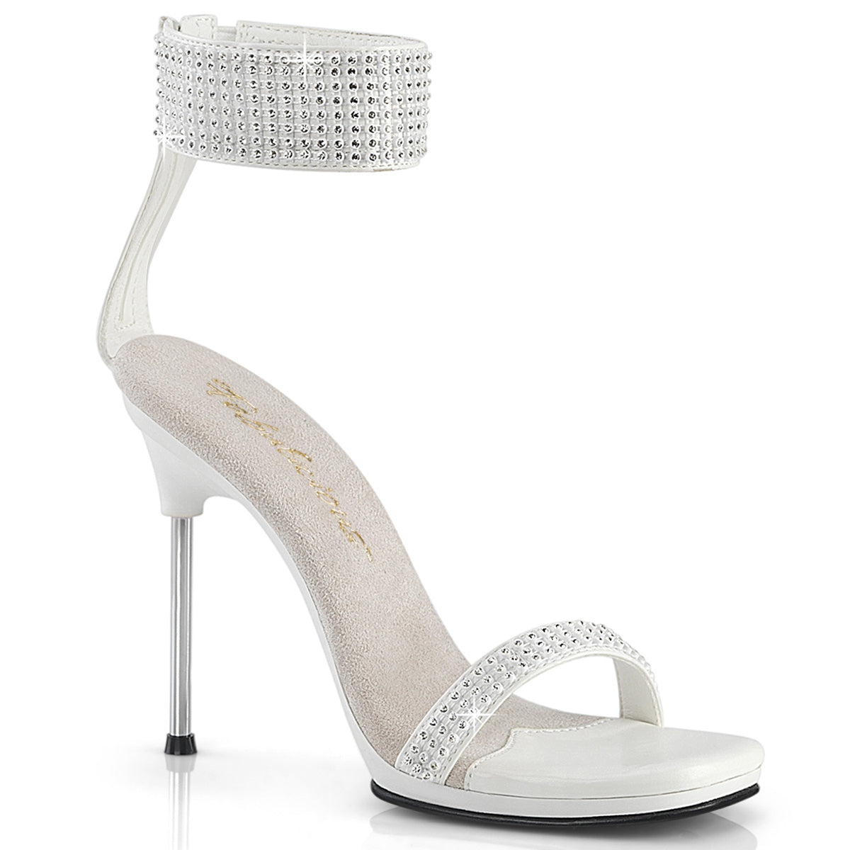 CHIC-40 4 1/2" Heel, 1/4" PF Ankle Strap Sandal w/RS, Back Zip