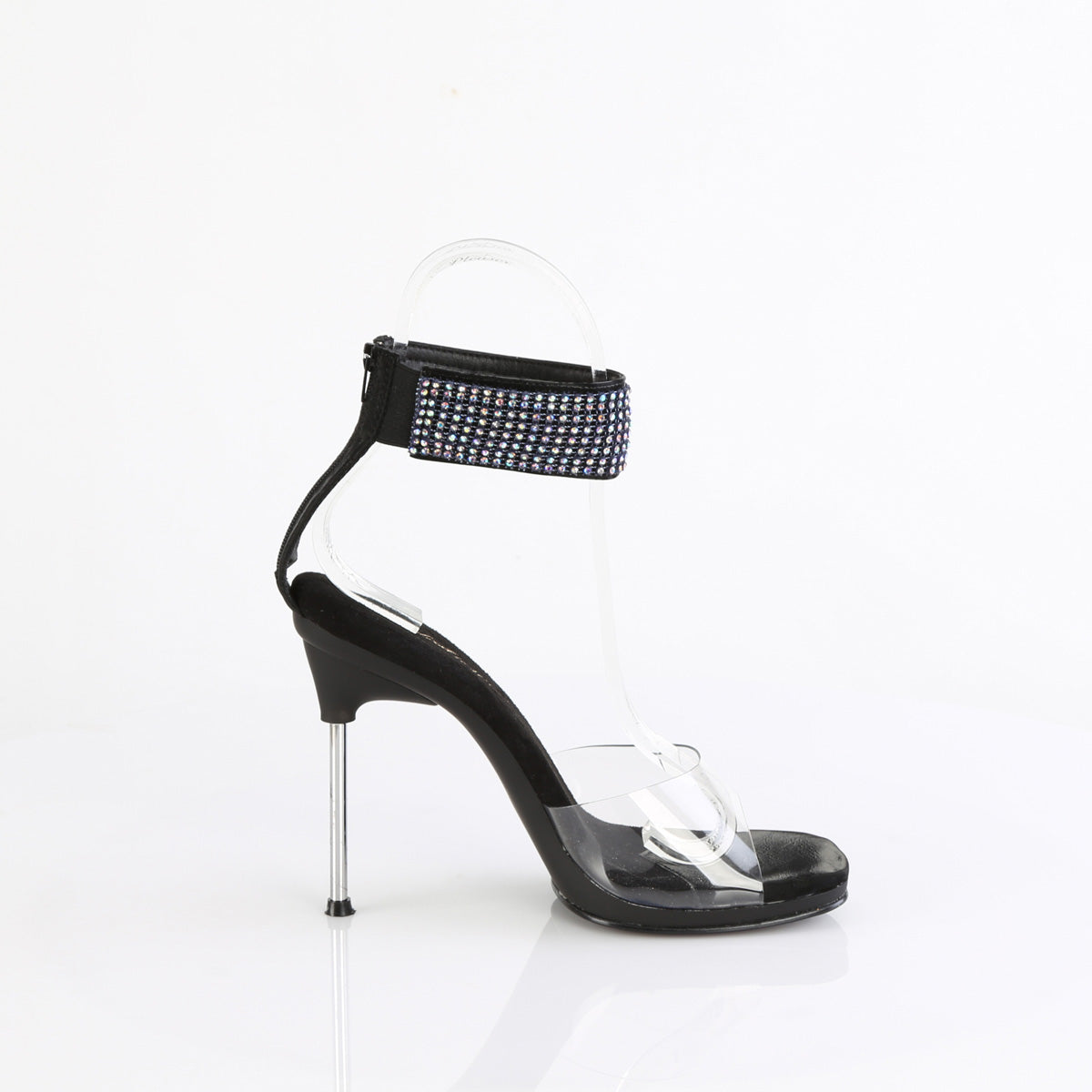 CHIC-42 4 1/2" Heel, 1/4" PF Ankle Strap Sandal w/RS, Back Zip