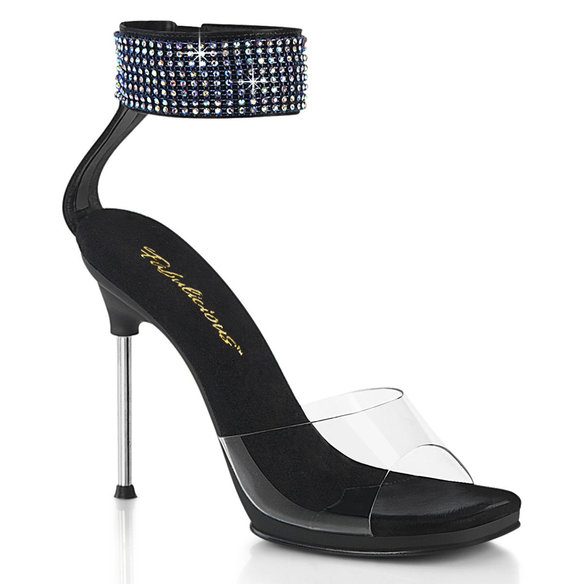 CHIC-42 4 1/2" Heel, 1/4" PF Ankle Strap Sandal w/RS, Back Zip