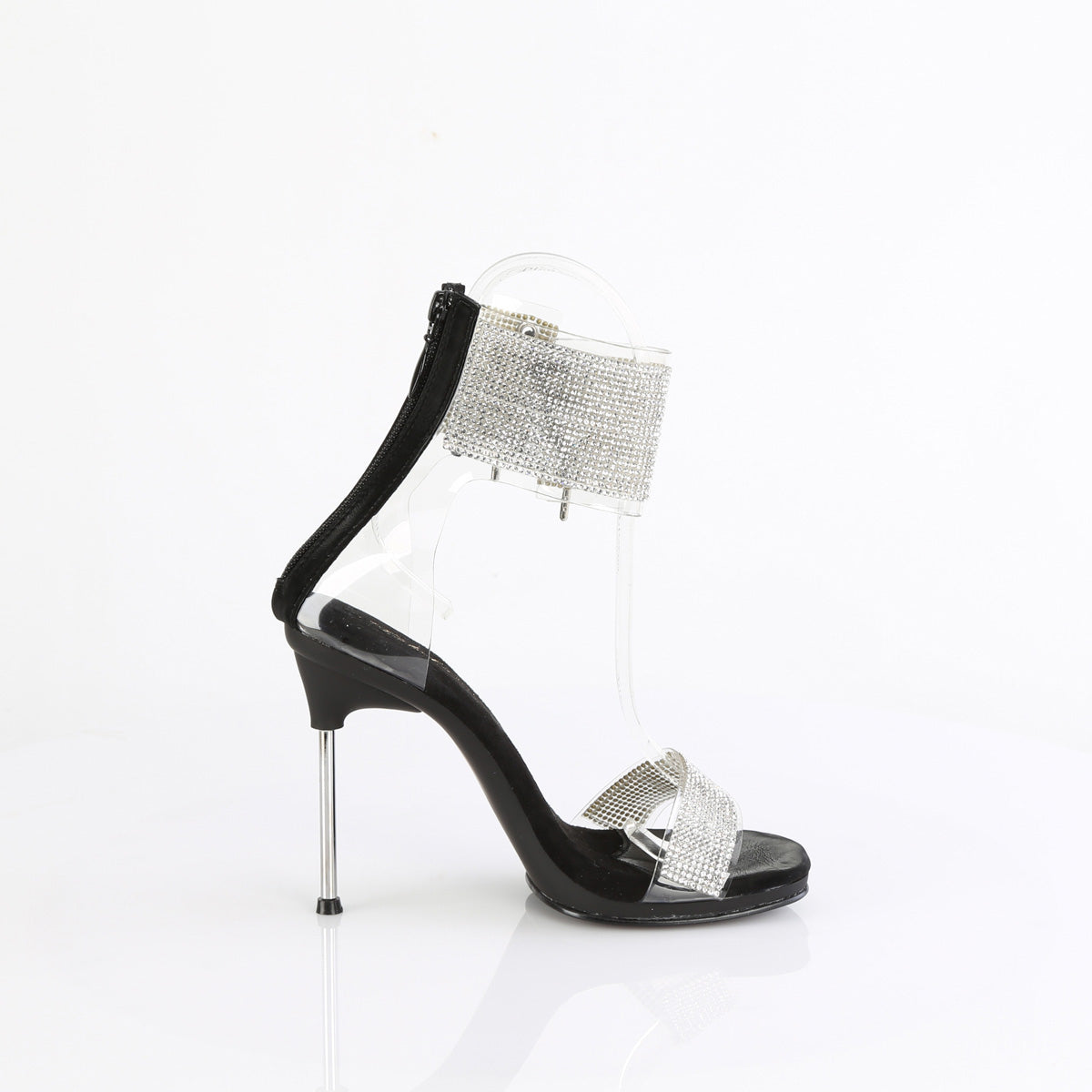 CHIC-47 4 1/2" Heel, 1/4" PF Ankle Cuff Sandal w/RS, Back Zip