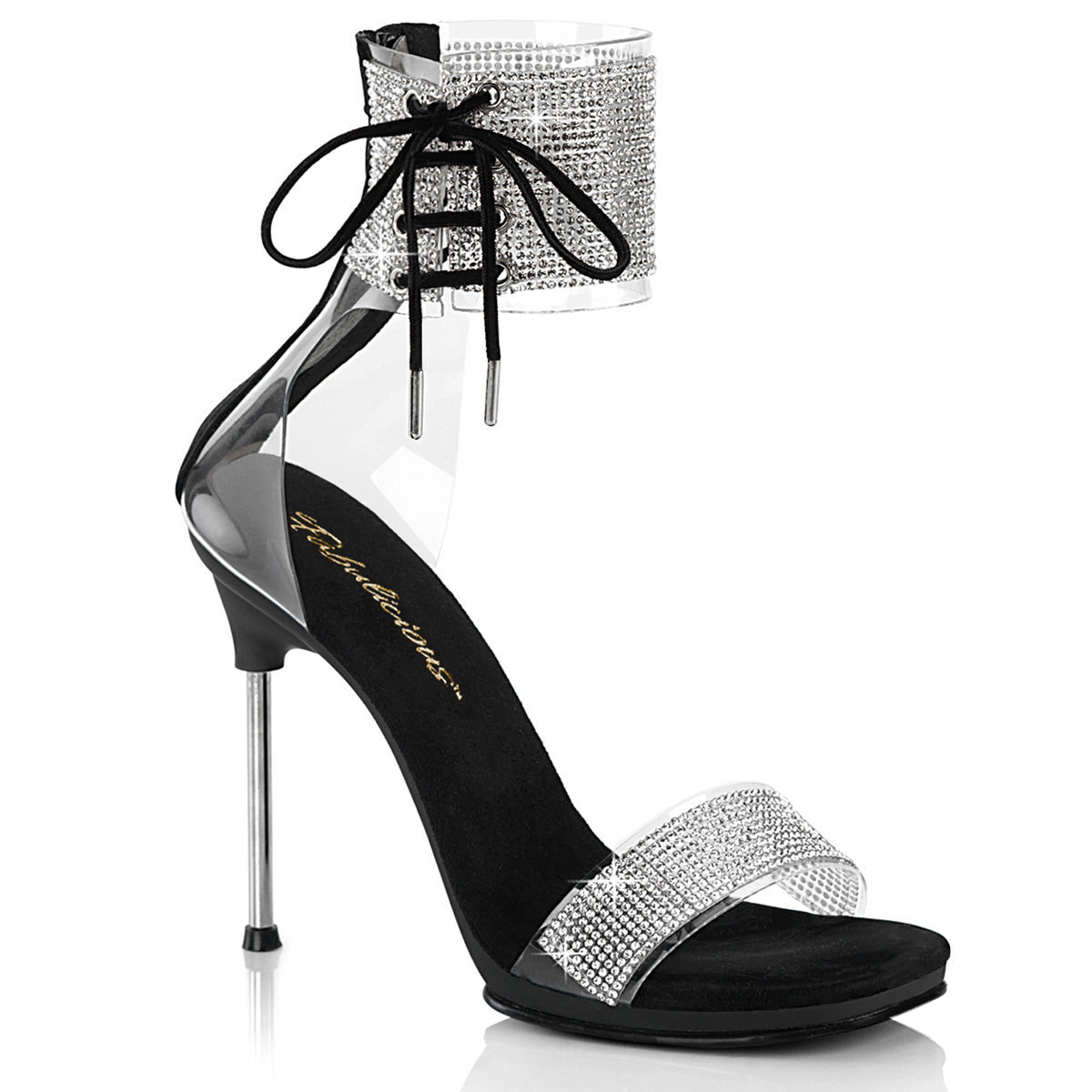 CHIC-47 4 1/2" Heel, 1/4" PF Ankle Cuff Sandal w/RS, Back Zip