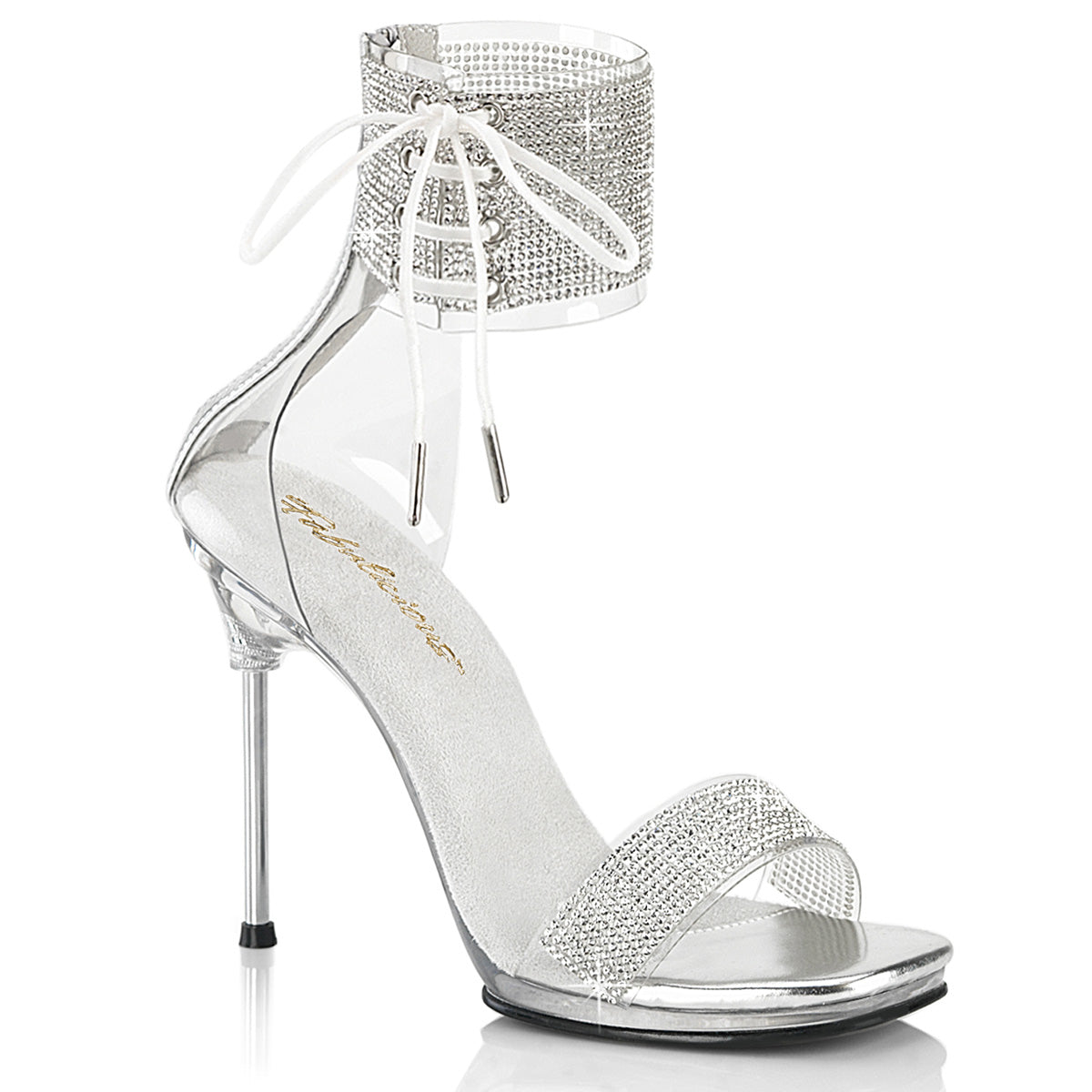 CHIC-47 4 1/2" Heel, 1/4" PF Ankle Cuff Sandal w/RS, Back Zip