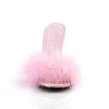 CLASSIQUE-01F 4" Heel Marabou Fur Slipper