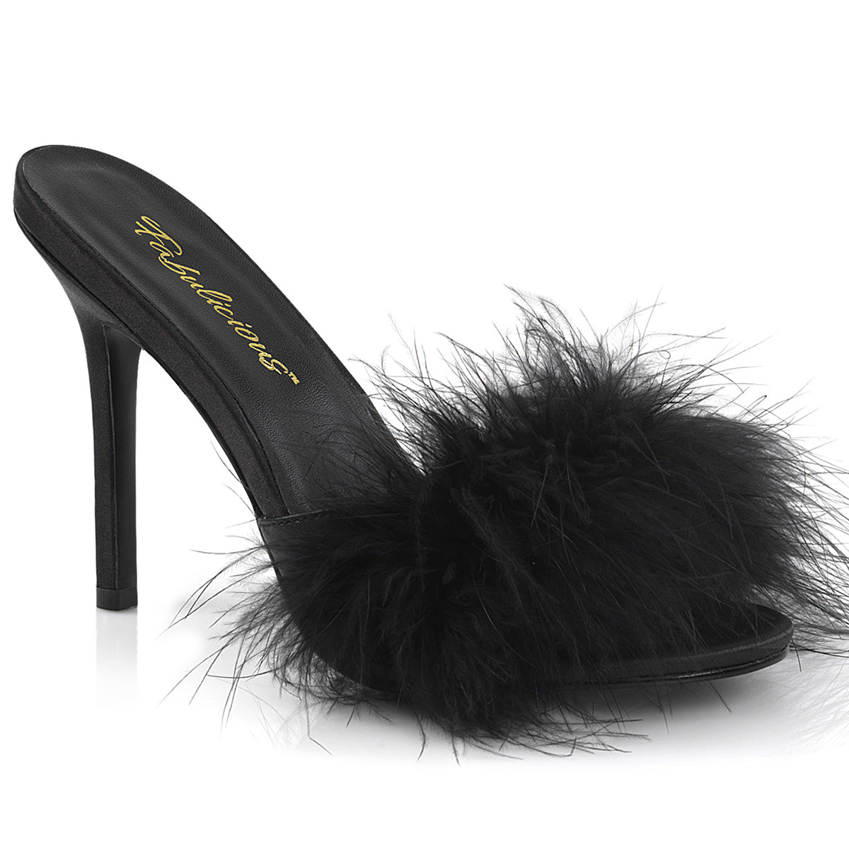 CLASSIQUE-01F 4" Heel Marabou Fur Slipper