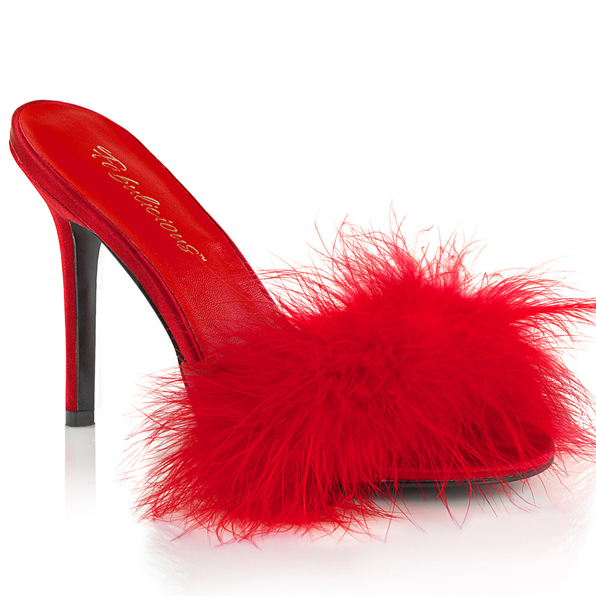 CLASSIQUE-01F 4" Heel Marabou Fur Slipper