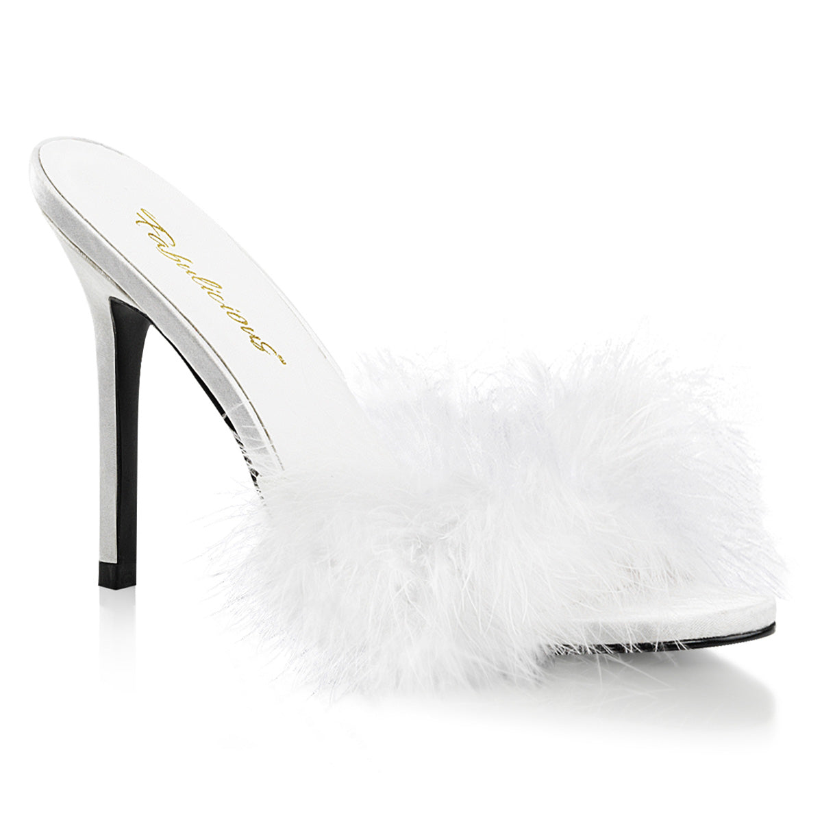 CLASSIQUE-01F 4" Heel Marabou Fur Slipper