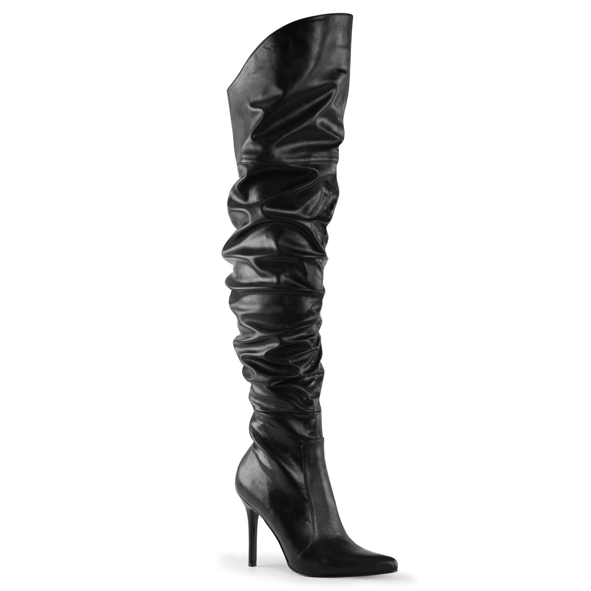 CLASSIQUE-3011 4" Heel Thigh High Pointed Boot w/PU Fur Lining, Side Zip
