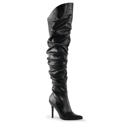 CLASSIQUE-3011 4" Heel Thigh High Pointed Boot w/PU Fur Lining, Side Zip