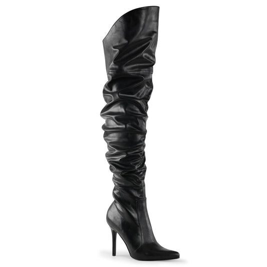 CLASSIQUE-3011 4" Heel Thigh High Pointed Boot w/PU Fur Lining, Side Zip