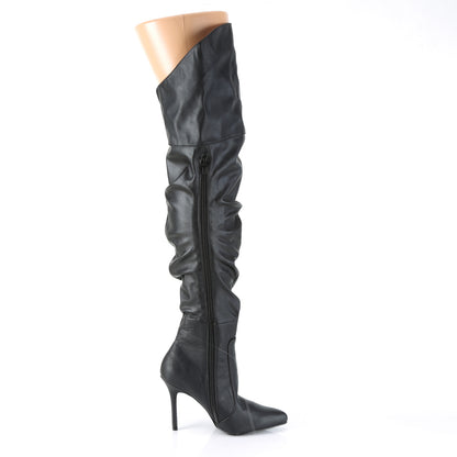 CLASSIQUE-3011 4" Heel Thigh High Pointed Boot w/PU Fur Lining, Side Zip