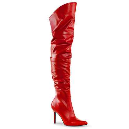 CLASSIQUE-3011 4" Heel Thigh High Pointed Boot w/PU Fur Lining, Side Zip