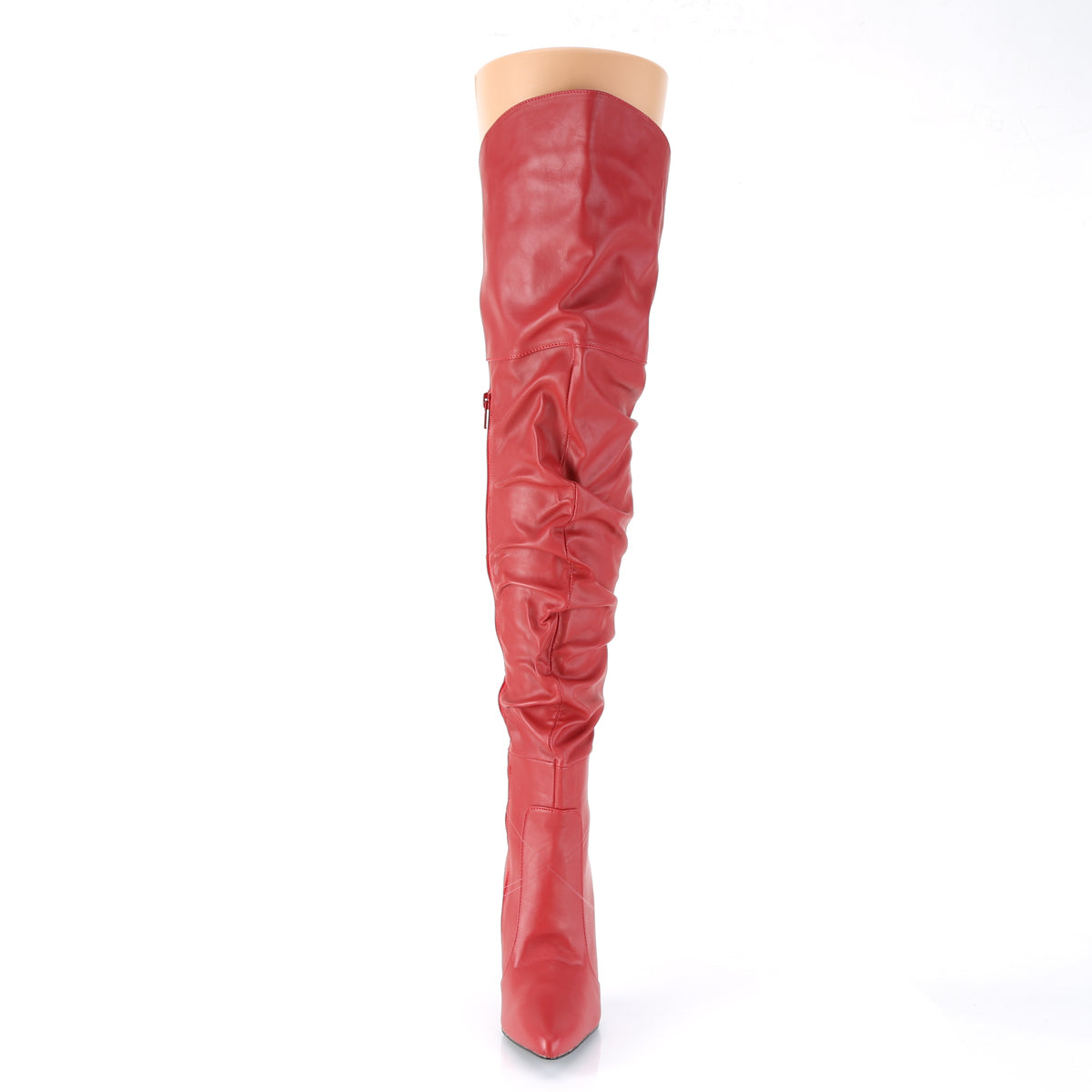CLASSIQUE-3011 4" Heel Thigh High Pointed Boot w/PU Fur Lining, Side Zip