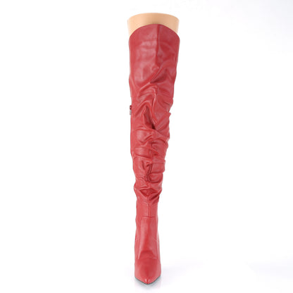 CLASSIQUE-3011 4" Heel Thigh High Pointed Boot w/PU Fur Lining, Side Zip