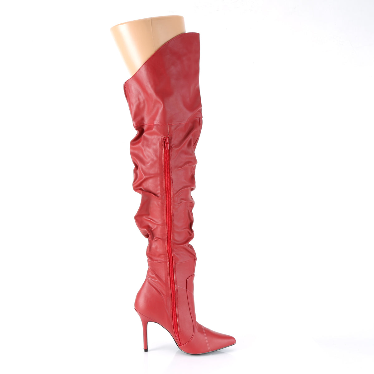 CLASSIQUE-3011 4" Heel Thigh High Pointed Boot w/PU Fur Lining, Side Zip