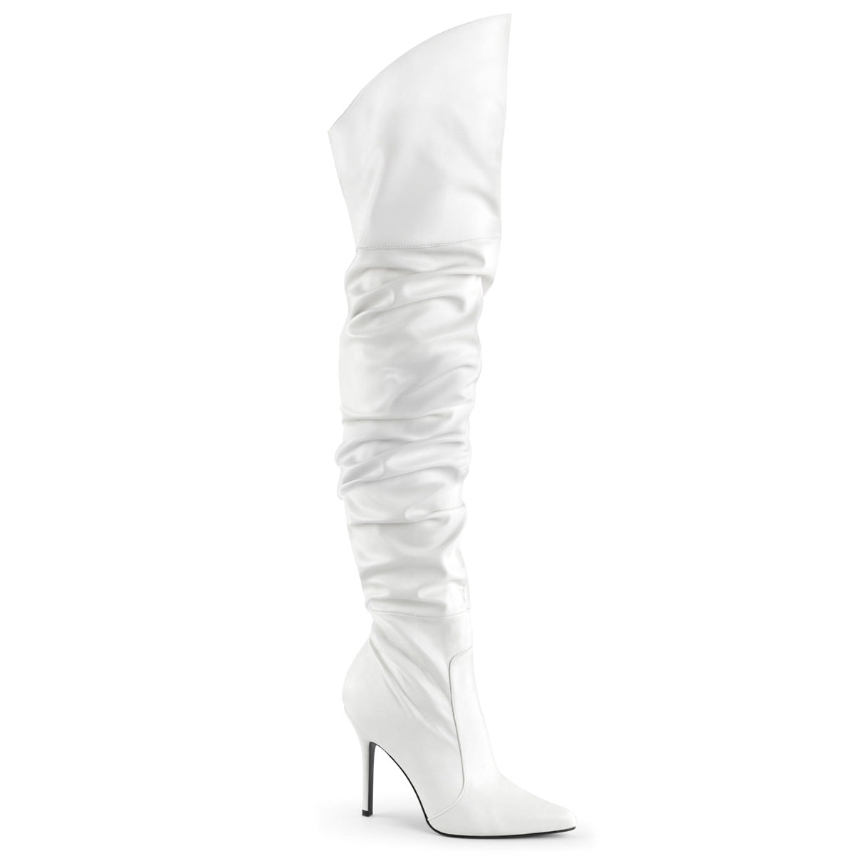 CLASSIQUE-3011 4" Heel Thigh High Pointed Boot w/PU Fur Lining, Side Zip