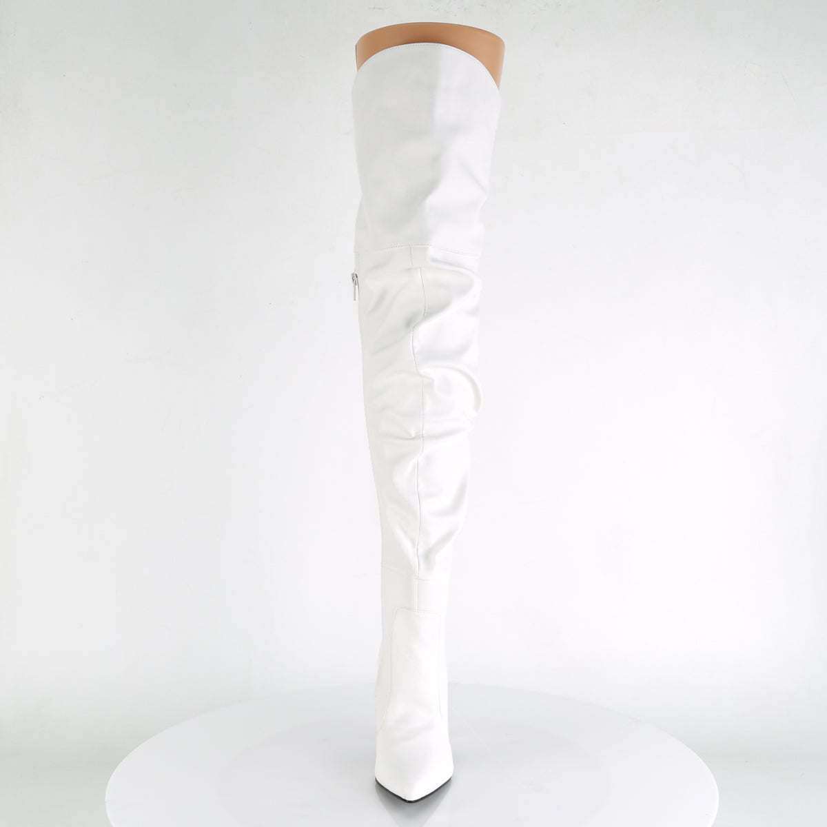 CLASSIQUE-3011 4" Heel Thigh High Pointed Boot w/PU Fur Lining, Side Zip