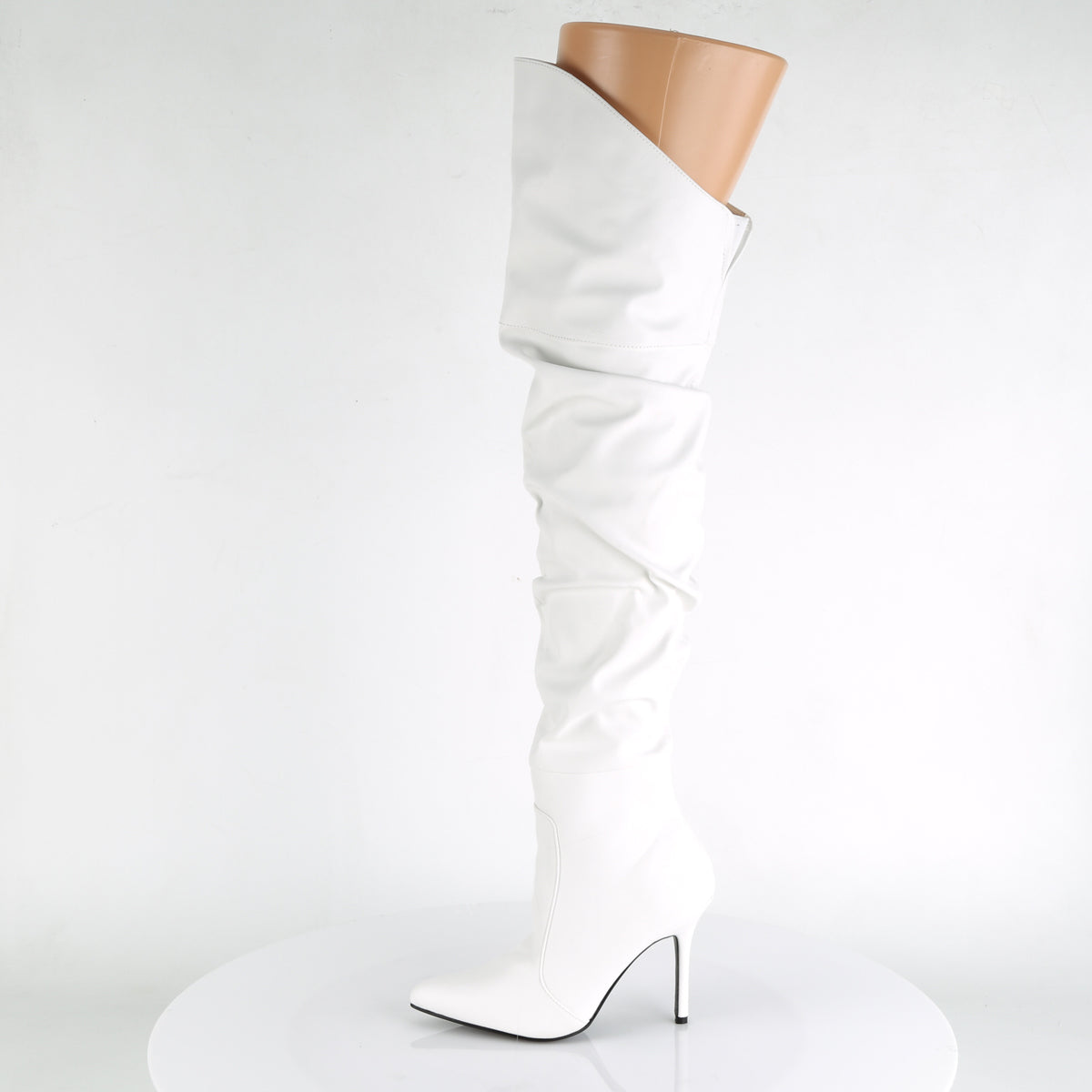 CLASSIQUE-3011 *4" Heel Thigh High Pointed Boot w/PU Fur Lining, Side Zip