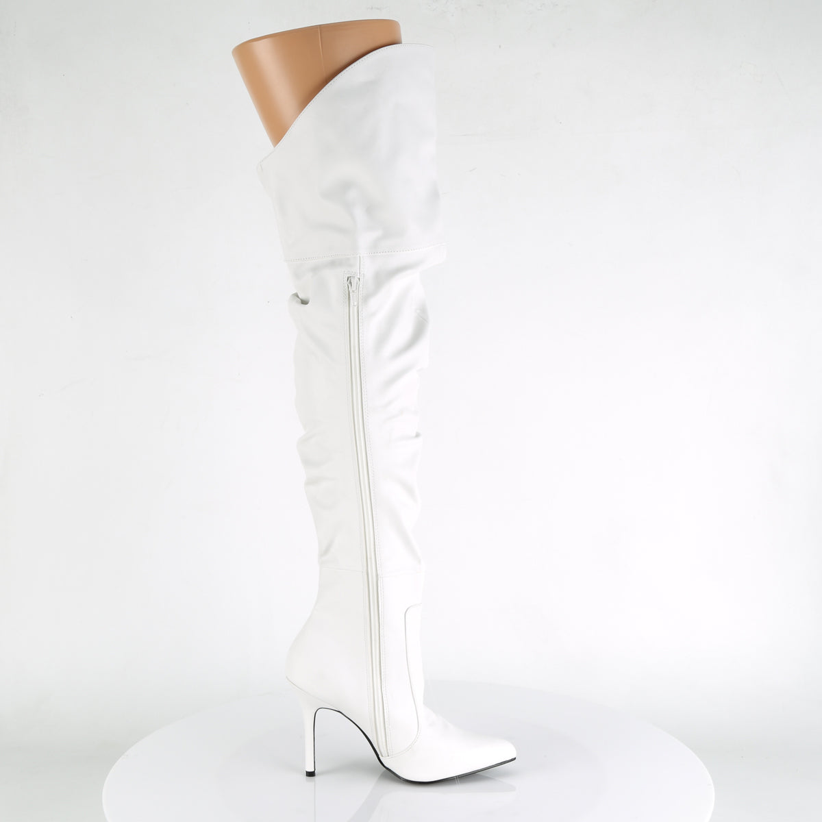 CLASSIQUE-3011 *4" Heel Thigh High Pointed Boot w/PU Fur Lining, Side Zip