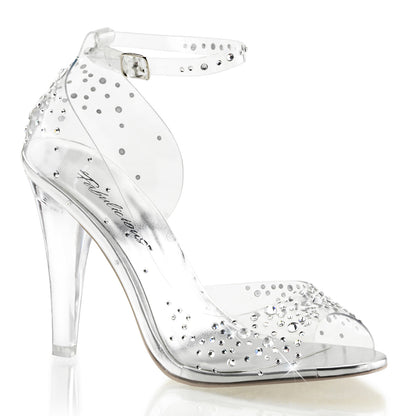CLEARLY-430RS *4" Lucite Heel Open Toe Ankle Strap d'Orsay Sandal w/RS