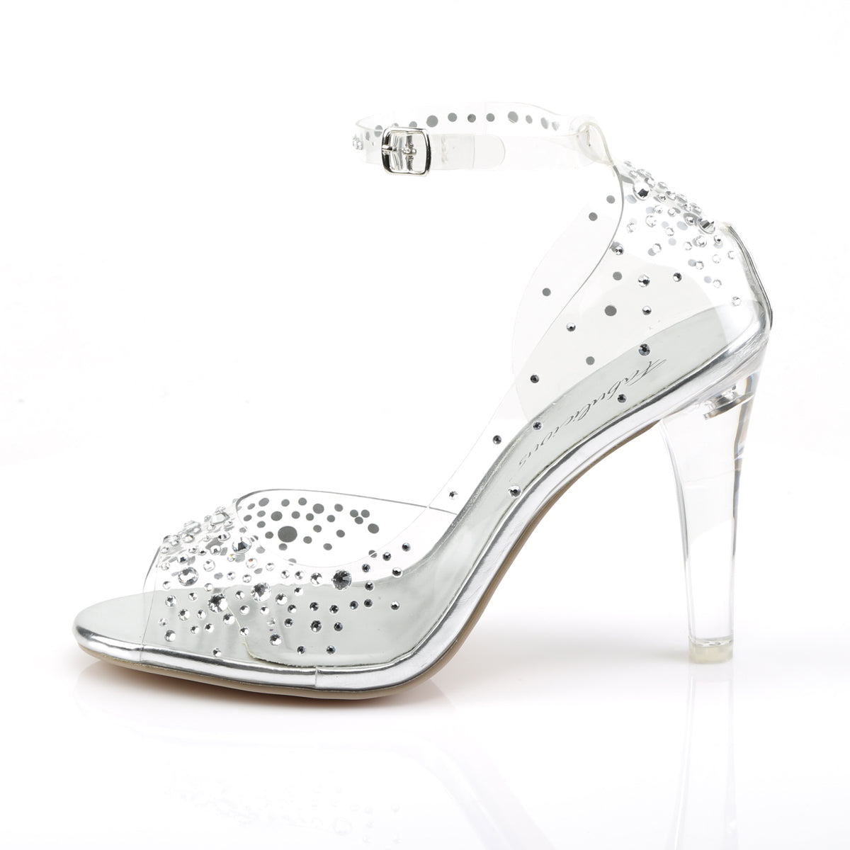 CLEARLY-430RS *4" Lucite Heel Open Toe Ankle Strap d'Orsay Sandal w/RS
