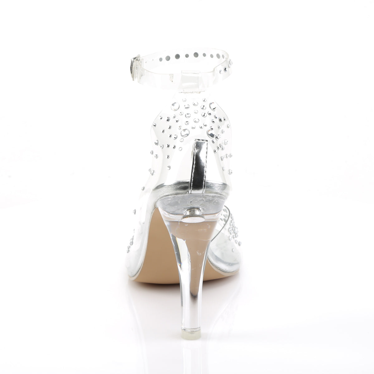 CLEARLY-430RS *4" Lucite Heel Open Toe Ankle Strap d'Orsay Sandal w/RS