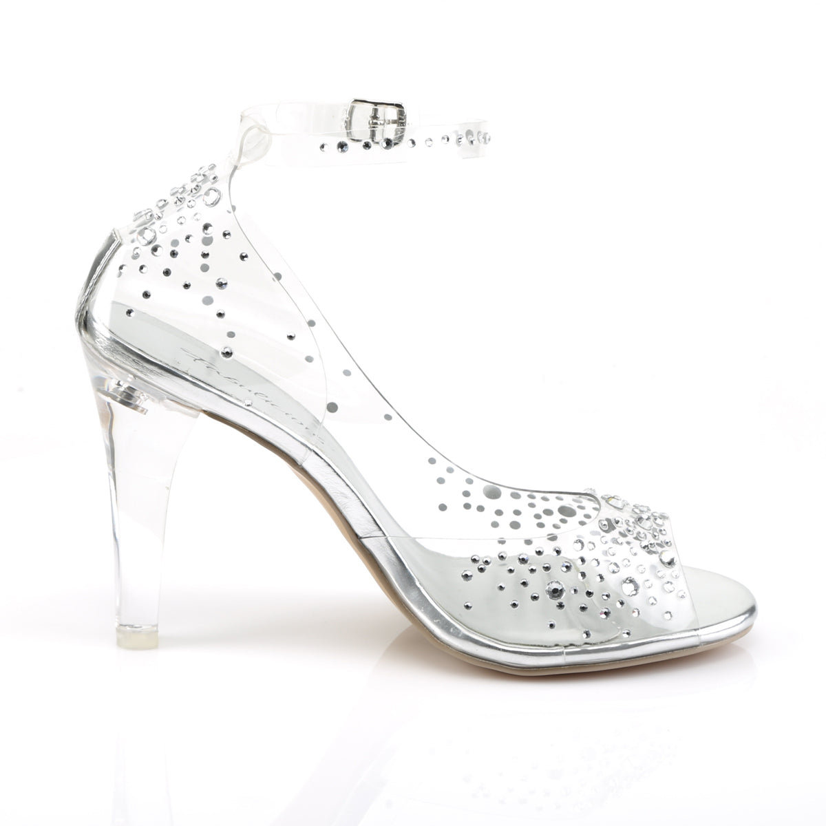 CLEARLY-430RS *4" Lucite Heel Open Toe Ankle Strap d'Orsay Sandal w/RS