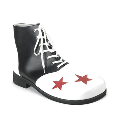 CLOWN-02 Adult Blk-Wht Pu W/Red Stars Clown Shoe